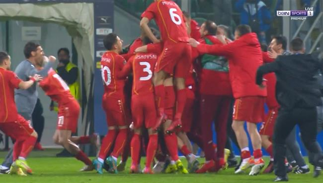 مقدونيا الشمالية تبعد إيطاليا عن كأس العالم وتواجه البرتغال في نهائي الملحق الأوروبي : فيديو